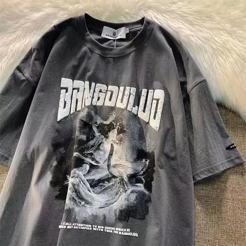 топы с принтом одежда футболка рок корейский стиль аниме японский черная