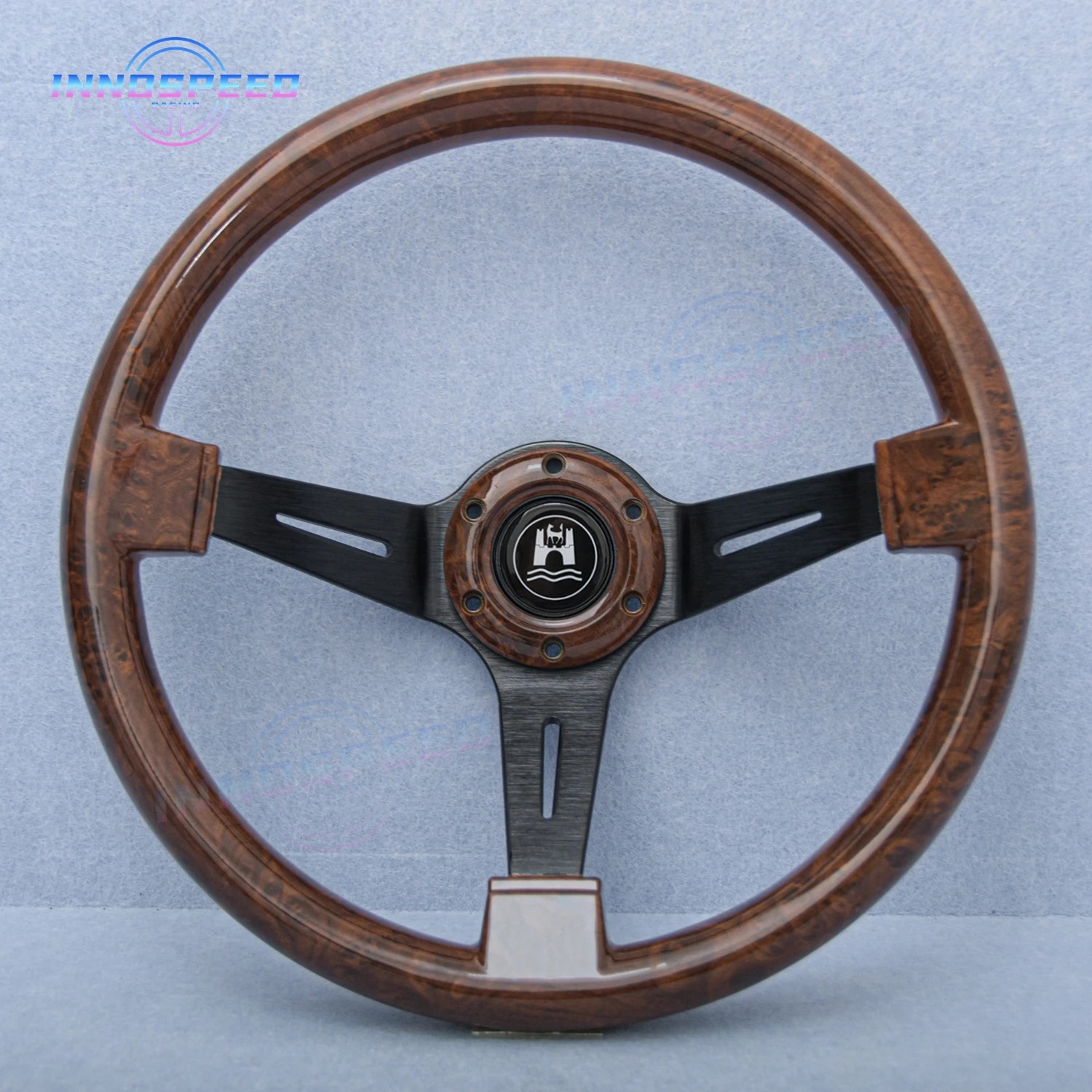 14-дюймовый 350-миллиметровый гоночный руль с текстурой дерева ND Ретро глубокие