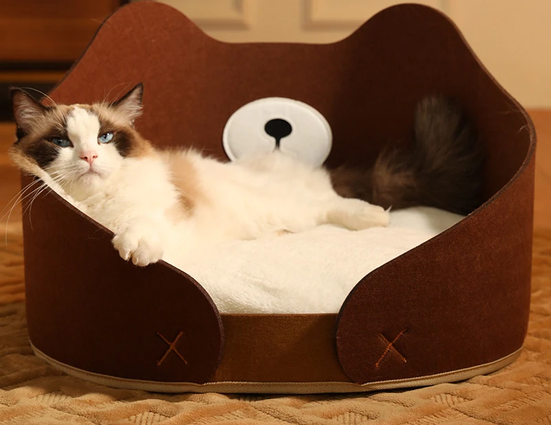 

New Cat Litter Tray Dog Cat Bed Basket Seasons Universal Bear Diagonal Felt Pet Nest Puppy kitten Bed Home