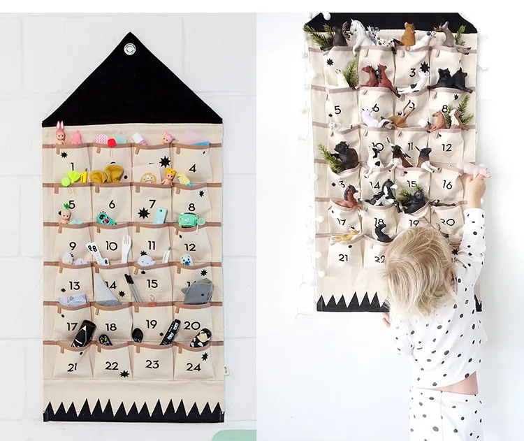 

16 карманов тканевый Рождественский календарь для подвешивания рождественские украшения для вечерние дефиле сумки баннер кулон