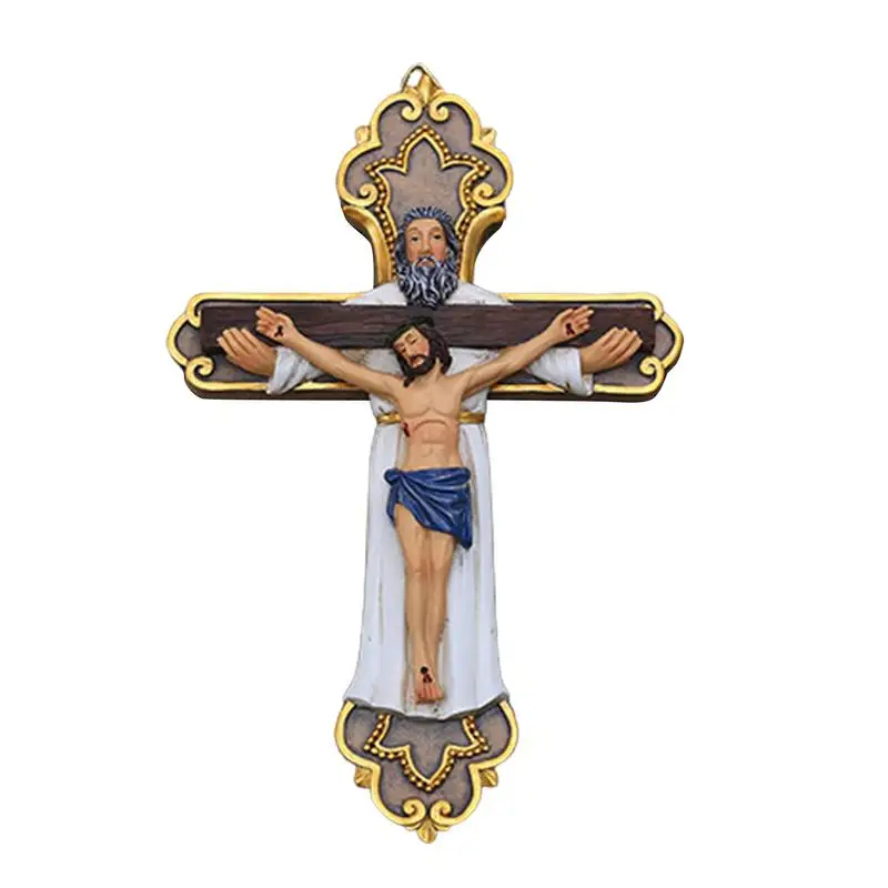 

Настенный крестообразный крест с распятием, настенные подвески, Статуэтка из смолы, Настенный декор, искусственный декор для домашней комнаты