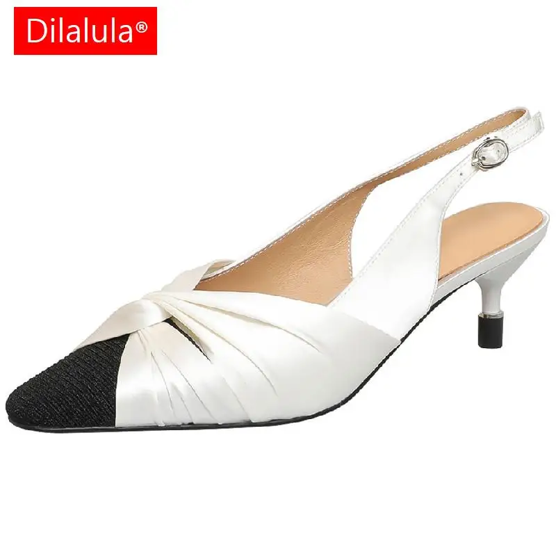 

Dilalula Women Pumps Spring Summer Elegant Mixed Colors Kid Suede Leather High Heels Shoes Woman Party Office Slingbacks Sandals