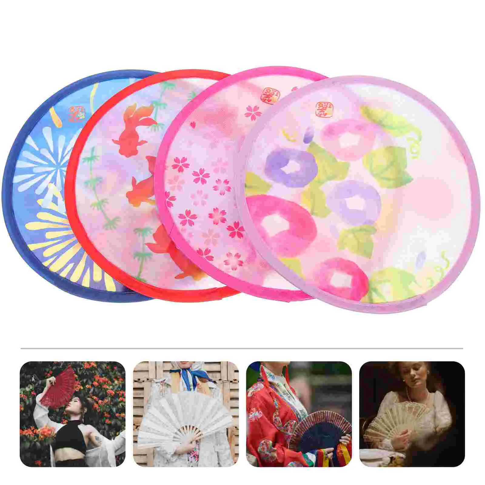

Kids Circular Fan Performance Hand Woman Retro Round Traditional Style Folding Fans Handheld