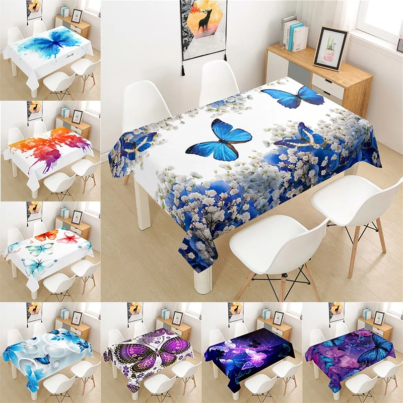 

8 Styles Butterfly Tablecloth Rectangular Waterproof Table Covers Hotel Picnic Tablecloths Home Dining Tea Table Decor