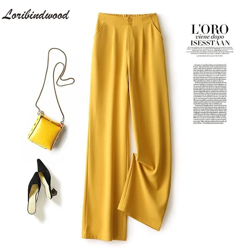 

Женские широкие брюки с высокой талией, свисающие, новинка весны 2022, свободные, для похудения, прямые, повседневные, свободные, шифоновый кос...