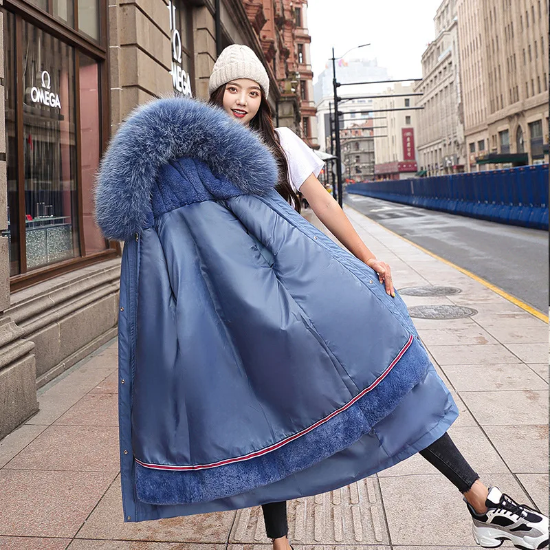 Длинная зимняя Толстая свободная хлопковая съемная подкладка большого размера