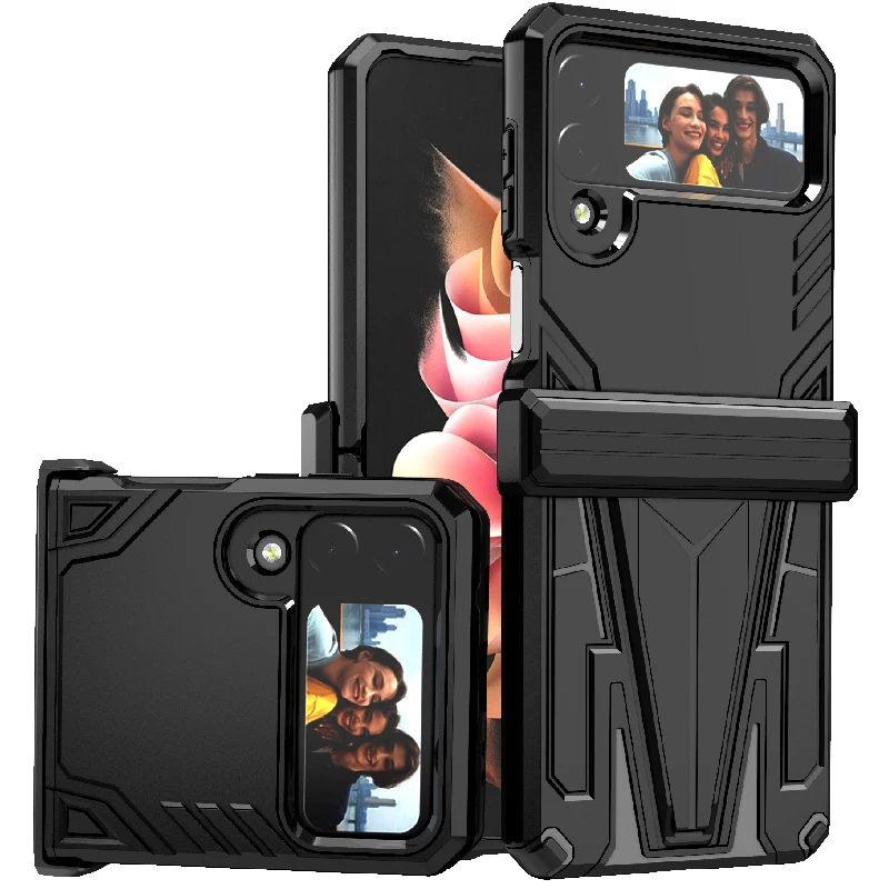 

For Samsung Galaxy Z Flip 4 Case Armor Stand Holder Rugged Silicone Shockproof Case For Galaxy Z Flip 3 5G Back Cover
