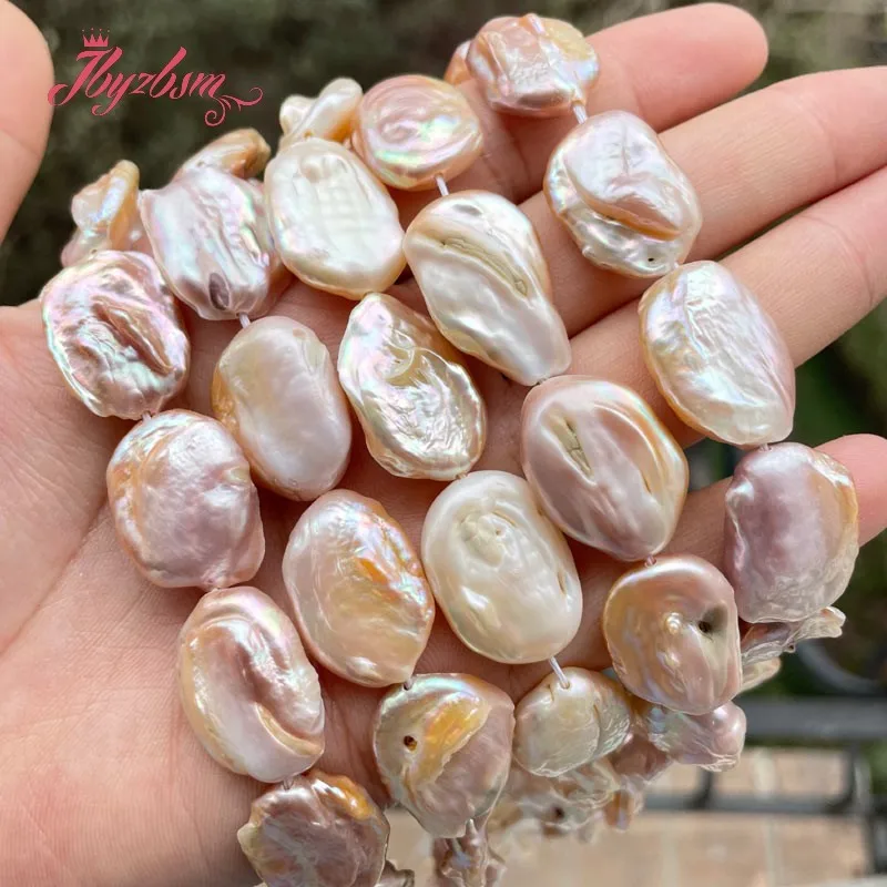 13x18-15x20mm Oval Pink Purple White Natural Freshwater Pearl Spacer Loose Beads for DIY Accessories Necklace Jewelry Making 15