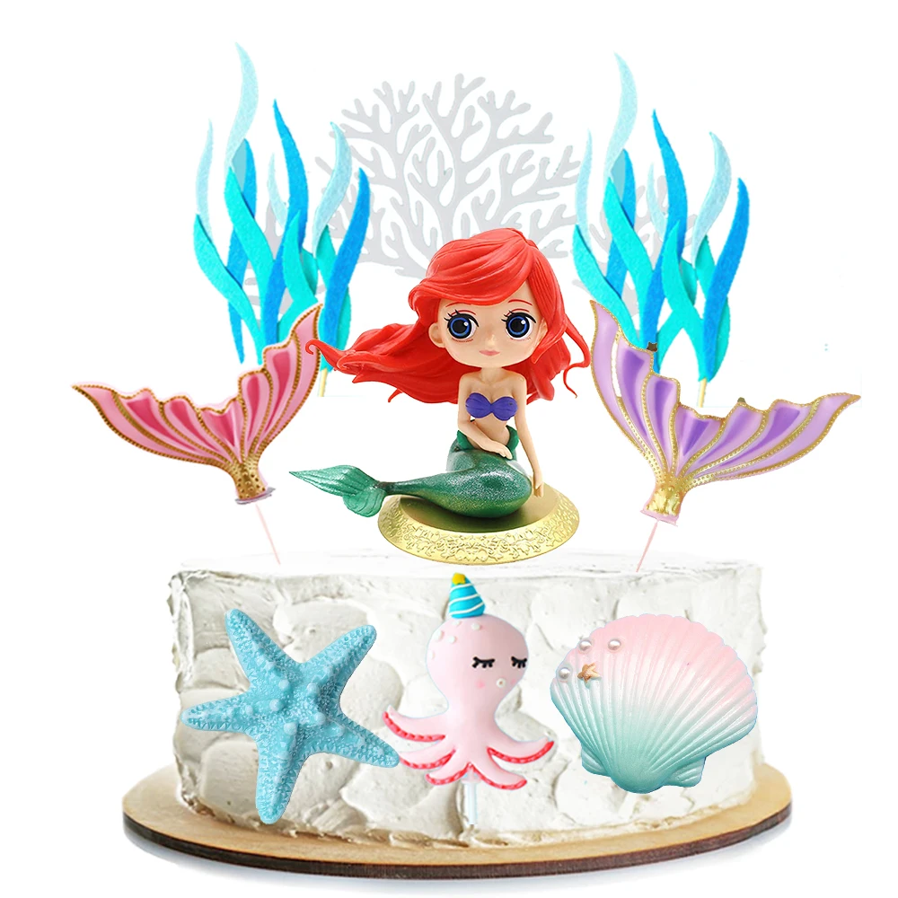 

Морской тематический Топпер для торта, мультяшная морская рыба, Акула, осьминог, коралловый торт, декор для будущей мамы, детский праздник п...