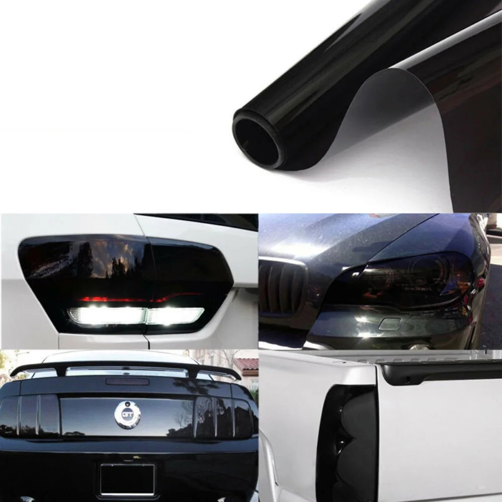 Car Light Dark Black Tint Film Vinyl Sticker Wrap Taillights Headlights Fog Lamp Covering Film Stickers 12" X 48"
