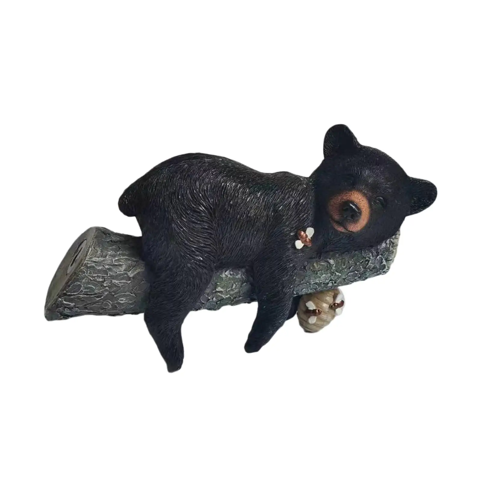 

Bear Lying on Tree Branch Statue Kids Toys Funny Decorative Resin Bear Figurines for Gardening Gifts Landscaping Patio Courtyard