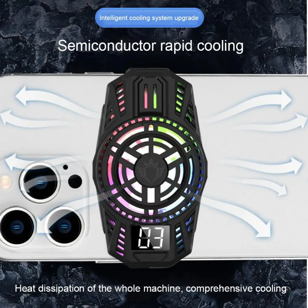 Cooling Artifact Mobile Phone Semiconductor Radiator Mini With Gradient Rainbow Light Effect Cooling Clip Phone Accessories