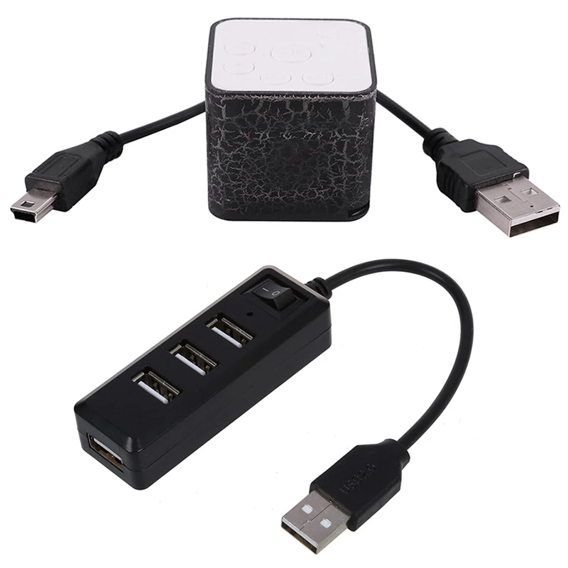 

USB 2.0 4 Ports High Super Speed Hub On Off Switch LED & External Sound 120Mah 3.5Mm Mp3 Music Player With Speakers