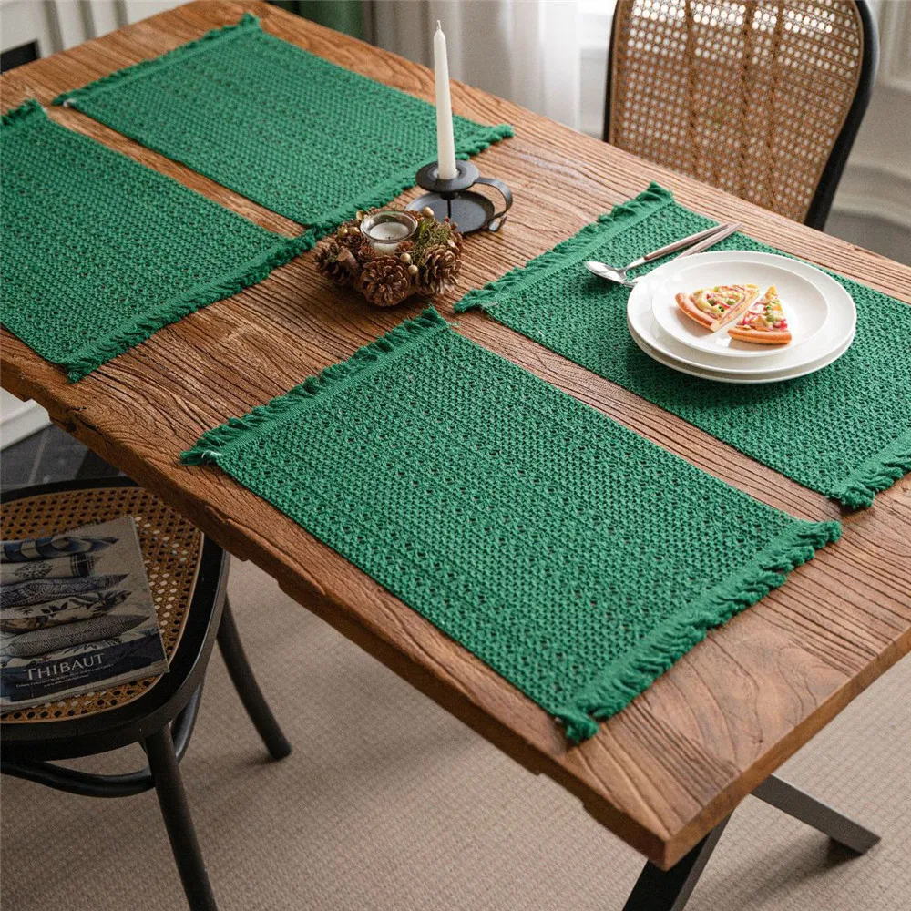 

Cotton Linen Placemats For Dinner Table Macrame Modern Accessory Kitchens Underplate Party Wedding Table Decor Place Mats Set