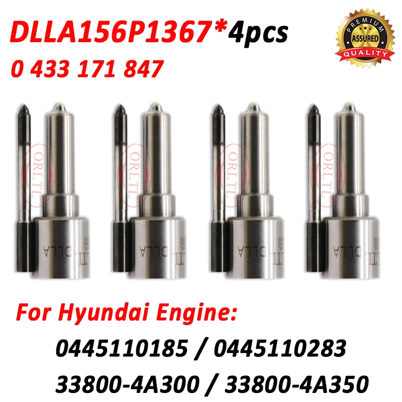 4шт DLLA156P1367 0433171847 Дизельная форсунка DLLA 156P 1367 для Hyundai 0445110185 0445110283 33800-4А300 33800-4А350