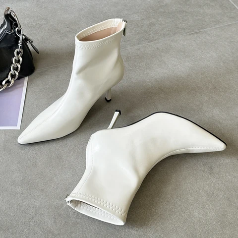 Eilyken/весенне-осенние модные ботильоны с острым носком, женские ботильоны «Челси» на молнии, пикантные туфли для стриптиза на тонком низком каблуке