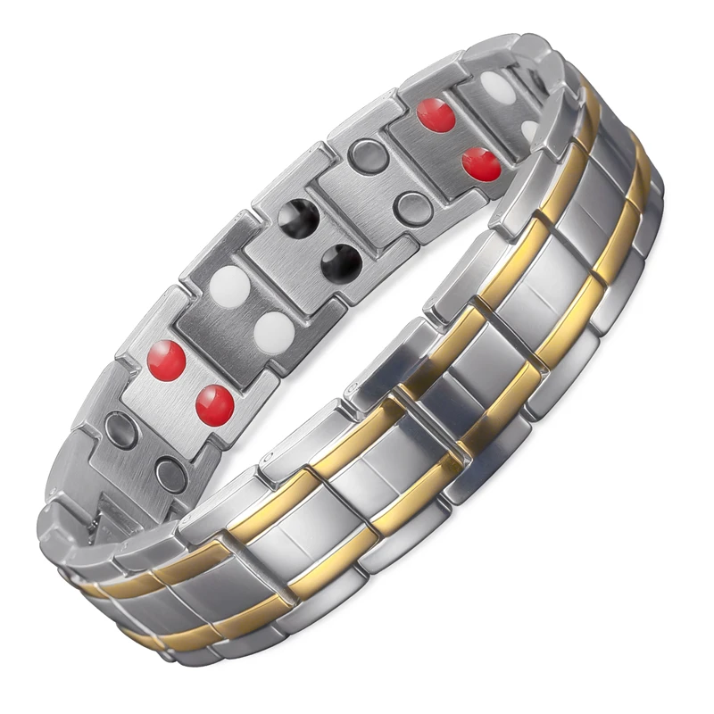 

Double Row Ultra Strong Magnets 4 Element Magnetic Bracelets for Men Fashion 304 Stainless Steel Jewelry with Unique Line