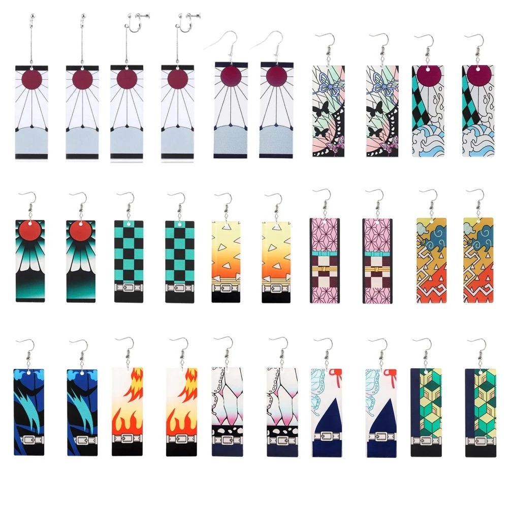 

Fashion Anime Demon Slayer Kimetsu no Yaiba Blade of Ghost Earings Acrylic Drop Earrings For Women Men Jewelry Accessories Gift