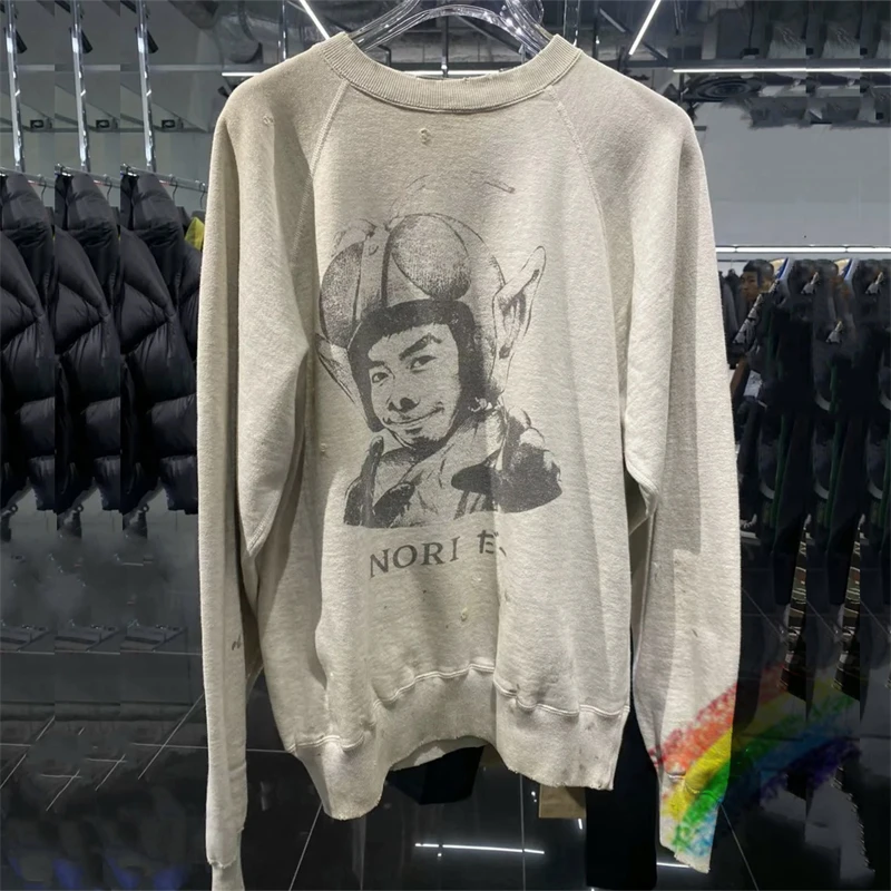 

Абрикосовая потертая толстовка с капюшоном в стиле Св. Майкла для мужчин и женщин, толстовка с круглым вырезом