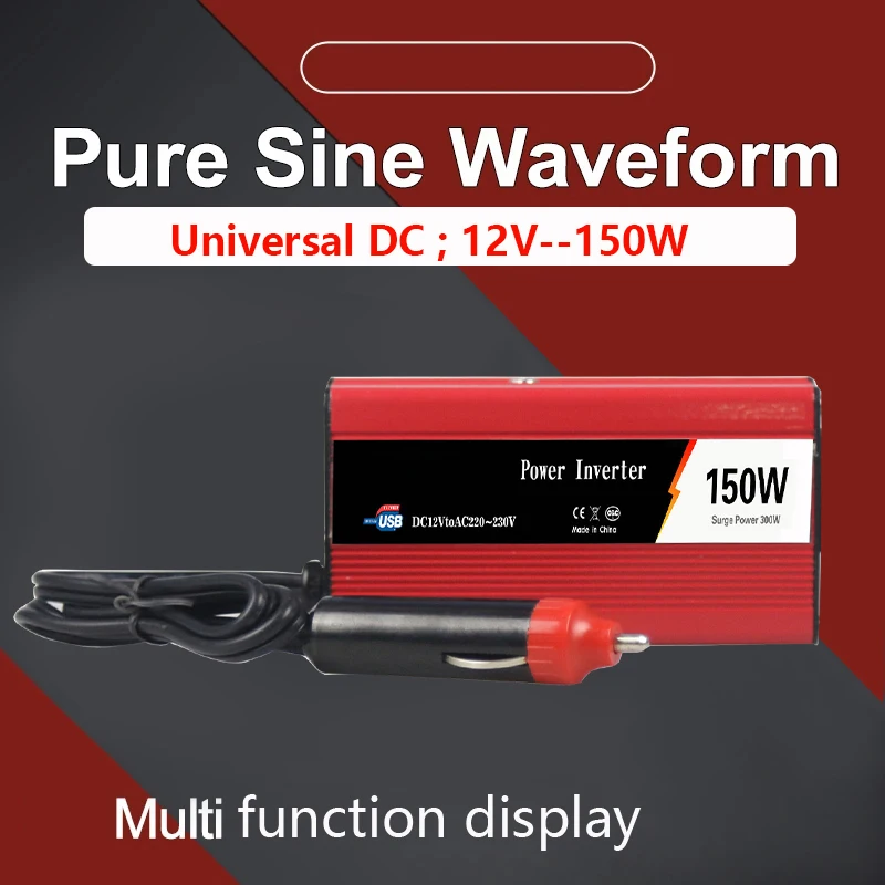 

Pure Sine Waveform Universal Inverter DC 12V24V to 110V-240V LCD Screen Inverter150W PowerConverter 50/60HZ Transformer