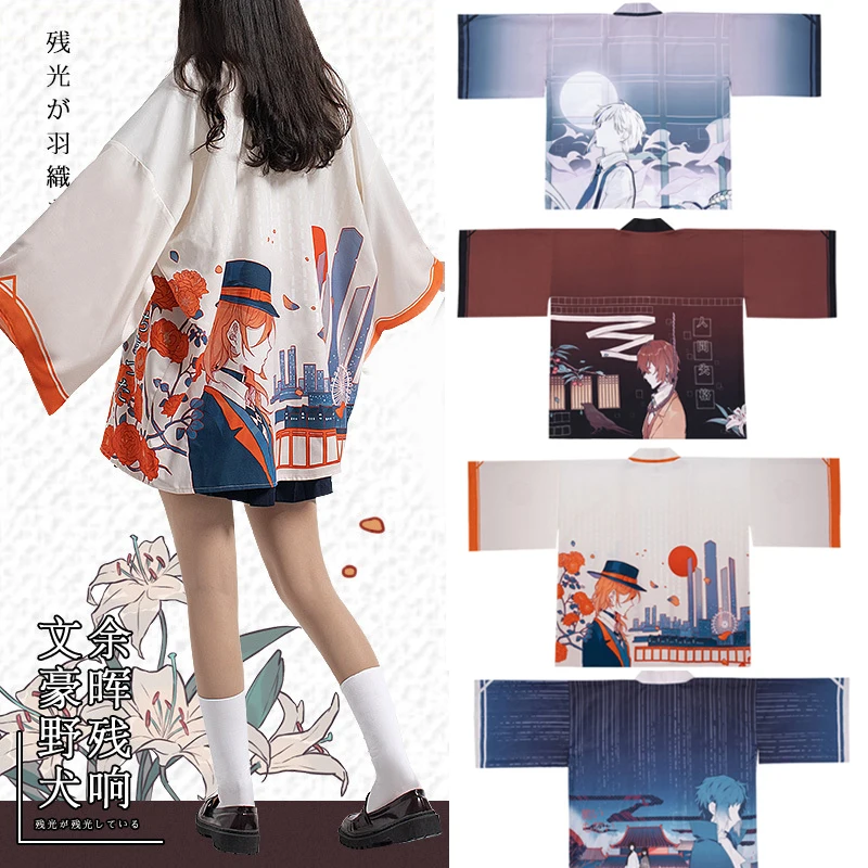 2022 New Anime Bungou Stray Dogs Cosplay Costume Aldult Dazai Osamu 3D Anime Fashion Haori Japanese Harajuku Kimono Cardigan Top