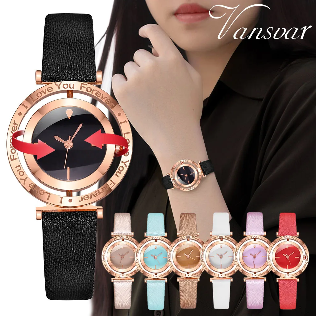 

Quartz Strap Watch Women's Casual Analog Spin Wrist Band Leather Watch Women's Watch Watch Metal Small Watch Bands for Women