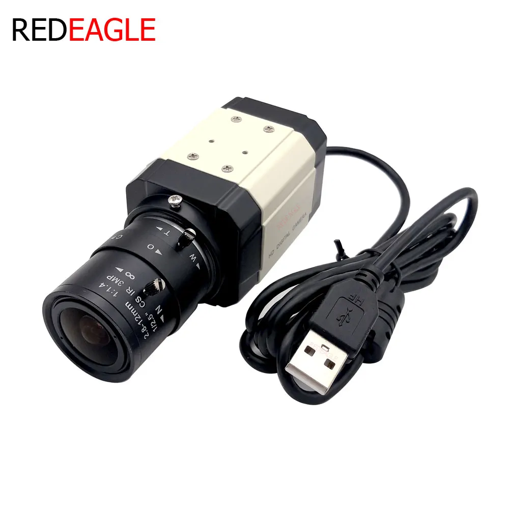 

REDEAGLE HD 3MP 6mm 2.8-12mm Varifocal Zoom 30fps MJPG UVC 4MP High Speed USB Webcam 2K PC Web Video Camera Mini Metal Box