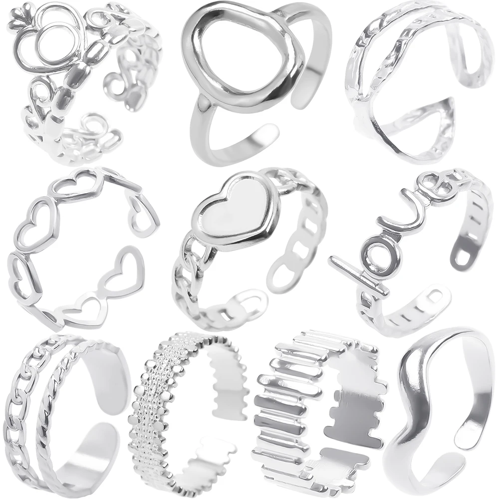 

Set Titanium Steel Rings For Women Men Accessories Love Heart Charm Ring 2023 Trend Jewelry Party Bague Femme Acier Inoxydable