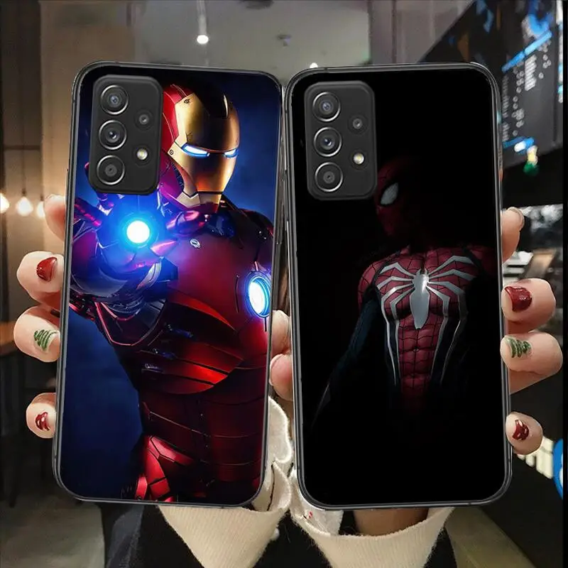 

spiderman iron Man Black Cover for Samsung Galaxy A51 A50 A52 5G A20E A60 A20S A71 A40 A40S A90 A70 A32 A30 A70 A21S phone case
