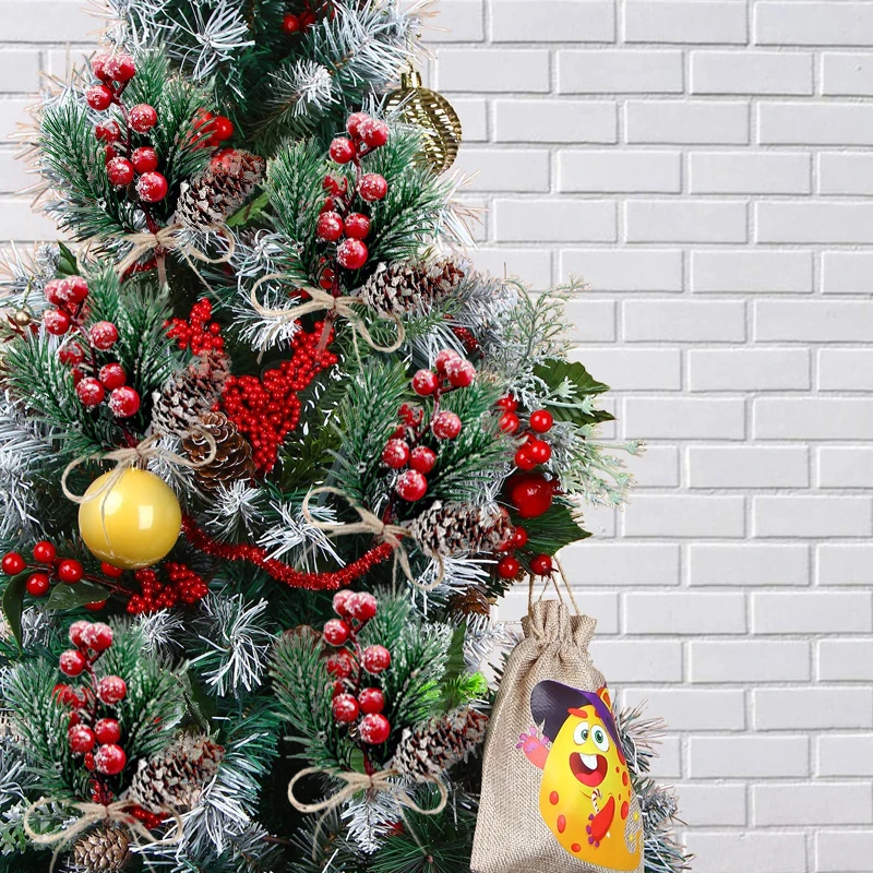 

Christmas Red Berry Articifial Artificial Flower Pine Cone Branch Christmas Pine Cone Tree Decor Gift Packaging Home DIY Wreath