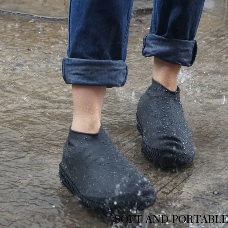 Фото Противоскользящие и водонепроницаемые силиконовые бахилы, высокая эластичность, износостойкие, подходят для дождливых дней на открытом воздухе, многоразовые. №5