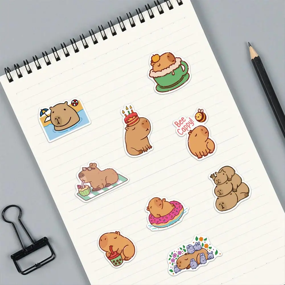 

50 Pcs Animal Stickers PVC Waterproof Various Cartoon Capybara Decals DIY Vinyl Art Removable Luggage Laptop Graffiti Stickers