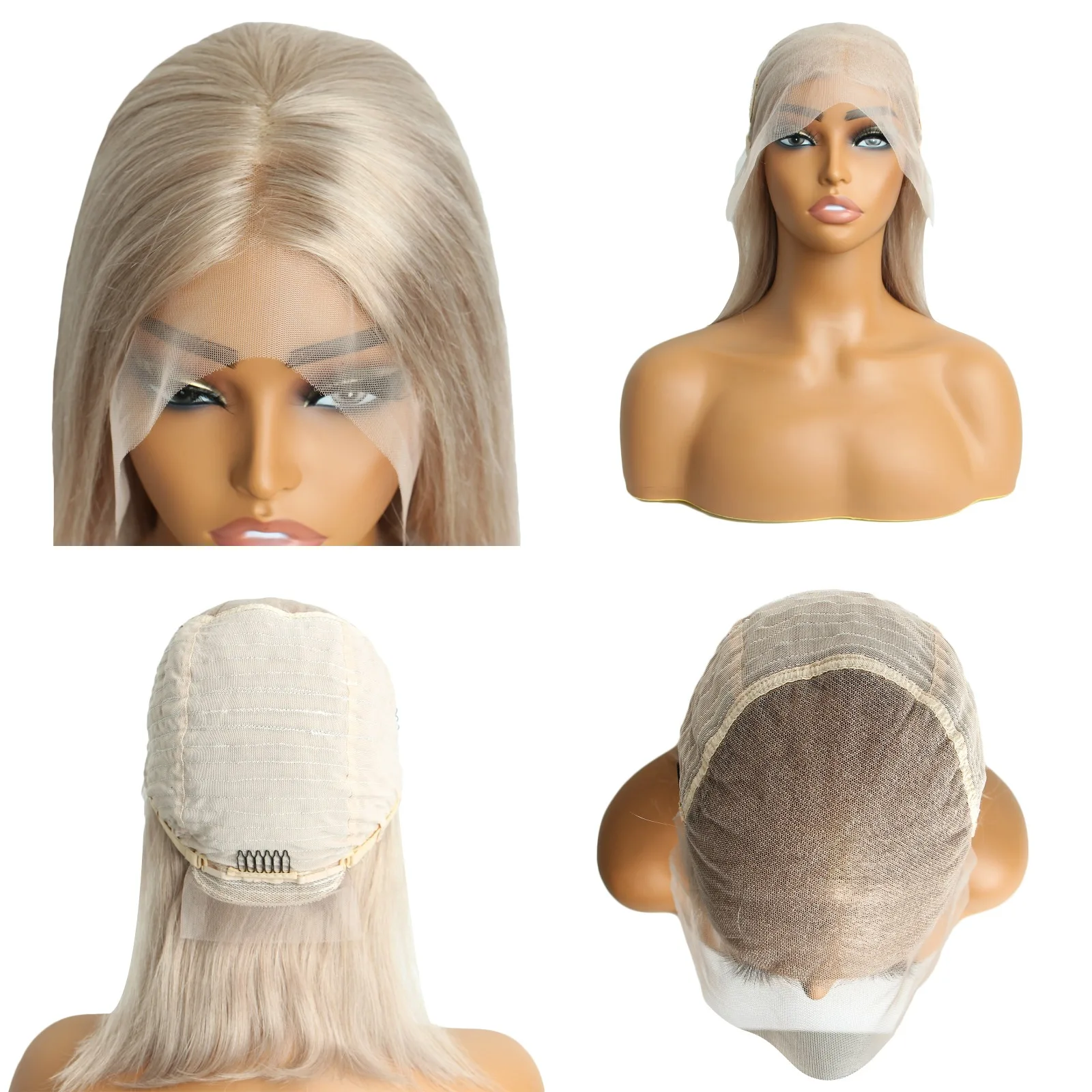 Пепельно-русый парик человеческие волосы короткие парики боб плотность 180% 13X4