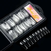 100pcsbox clear transparent seamless fake nails full coverage false nails tips short t shaped full sticker for nails manicures