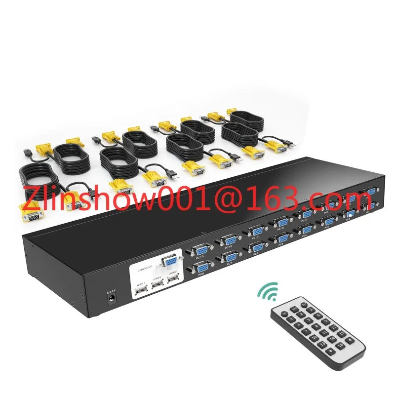 Фото 16-портовая KVM-консоль VGA для монтажа в стойку USB VGA KVM-переключатель 16x1 Коммутатор 16 в 1 выход + 16 кабелей в упаковке MT-1601UK-CH №2