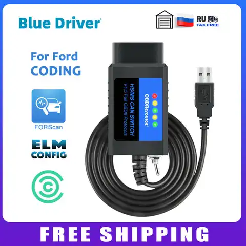 Адаптер BlueDriver ELM327 USB V1.5 FORScan для кодирования Ford, адаптер OBD2 FoCCCus для кодирования F150, F250, F350, F450