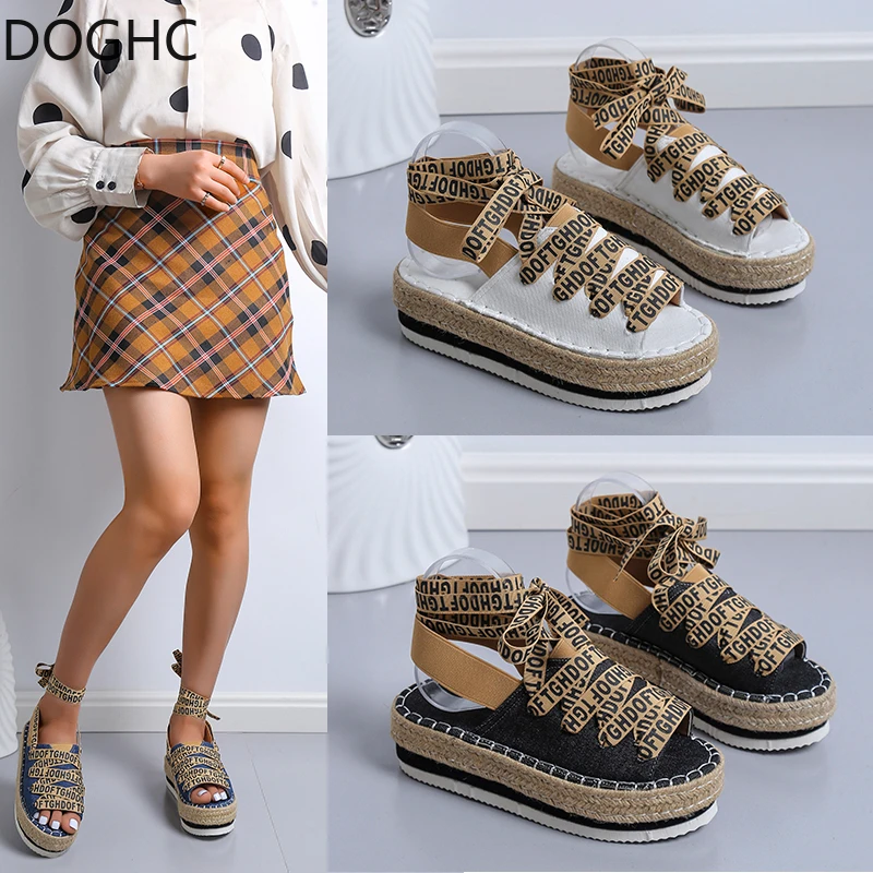 

Женские сандалии на шнуровке, повседневные Эспадрильи на плоской подошве, модель Лето 2022 года