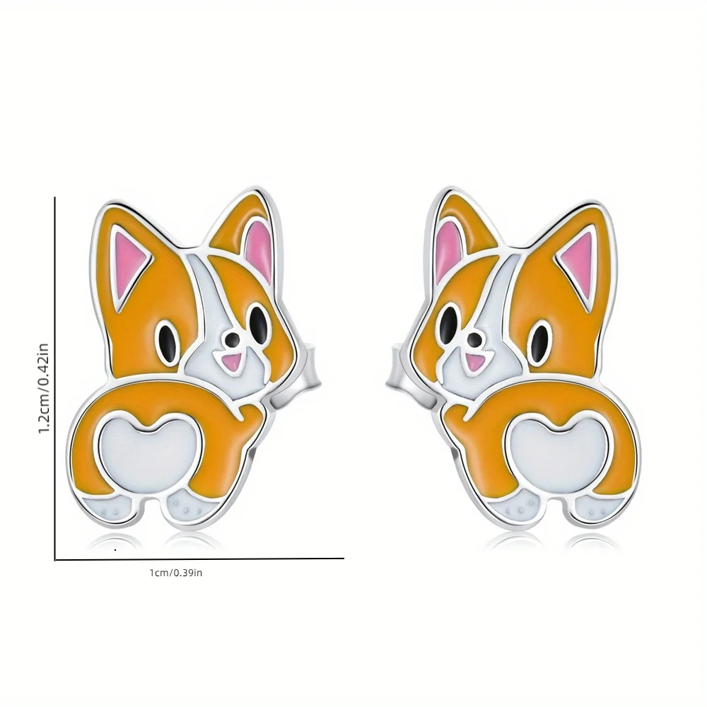 Эмалевые серьги-гвоздики Corgi