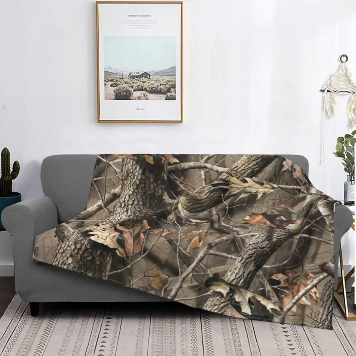 

Real Tree Camouflage Camo Blanket Flannel All Season Military Popular Warm Throw Blankets for Bed Couch Bedding Throws