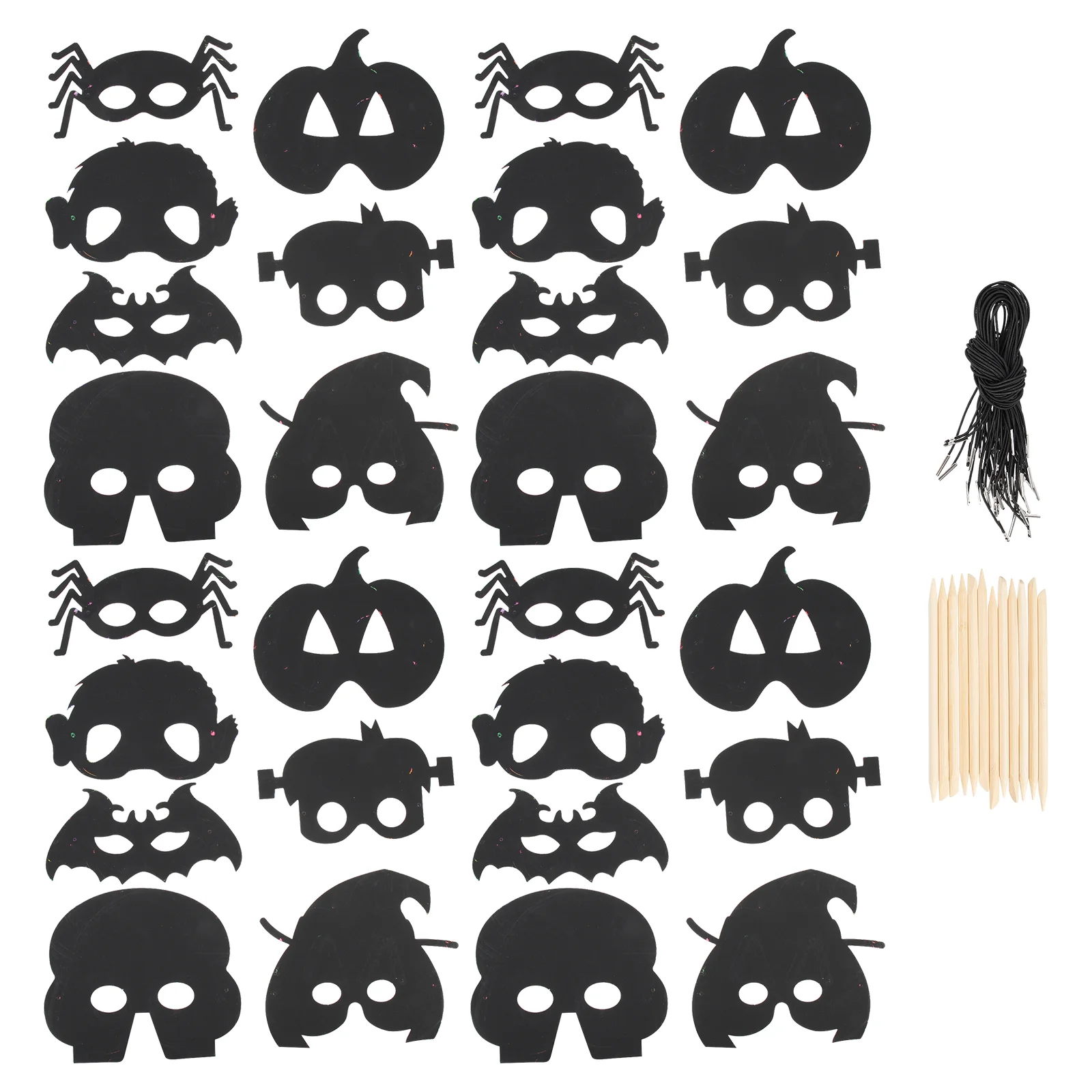 

28Pcs Halloween Scratch Papers Multi-function Halloween Crafts Portable Scratch Masks