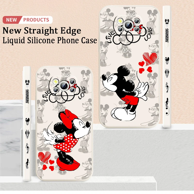 

Mickey Minnie Disney Cartoon Phone Case For Xiaomi Mi Poco M5s M5 X4 X3 M4 M3 F4 F3 GT Pro NFC 5G Liquid Left Rope Cover