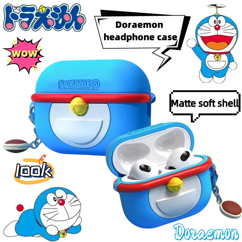Фото Новый креативный 2D чехол для наушников Doraemon с героями мультфильмов, персонализированные периферийные устройства в стиле аниме для Airpodspro 2 3, чехол для наушников, праздничные подарки №1