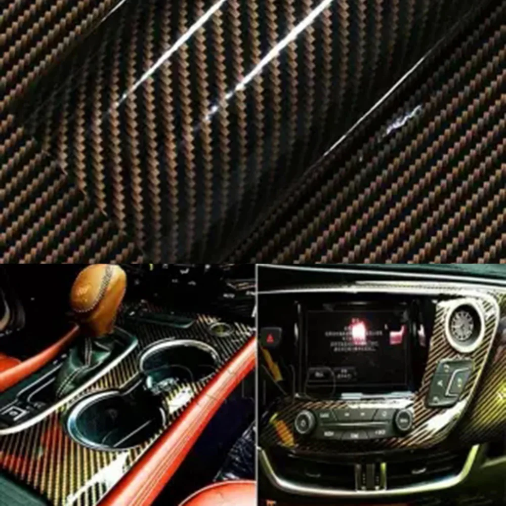 

100X25cm 2D Glossy High Gloss Black Gold Vinyl Film Motorcycle Tablet Stickers Decals Auto Accessories Styling