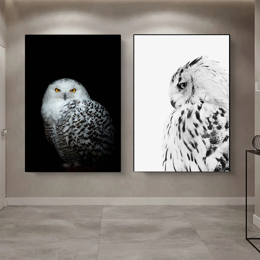 

Современная Абстрактная черно-белая сова, Картина на холсте, Минималистичная Настенная картина для гостиной, домашний декор