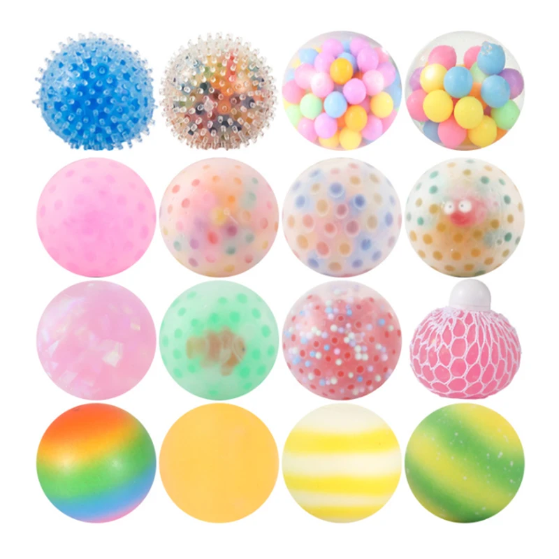 LUCKKIN 1pc Glitter Foam Led Colored Bead Grape Vent Ball Antistress Stress Relief Fidget Toy Squishy Stressball For Kids Adults