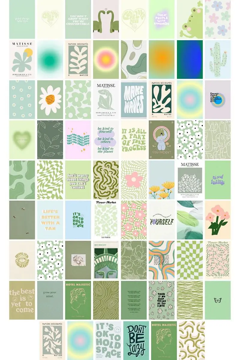 

Danish Pastel Poster set-green Poster set-70 pcs Poster collage set-10*15cm-1m * 1m total