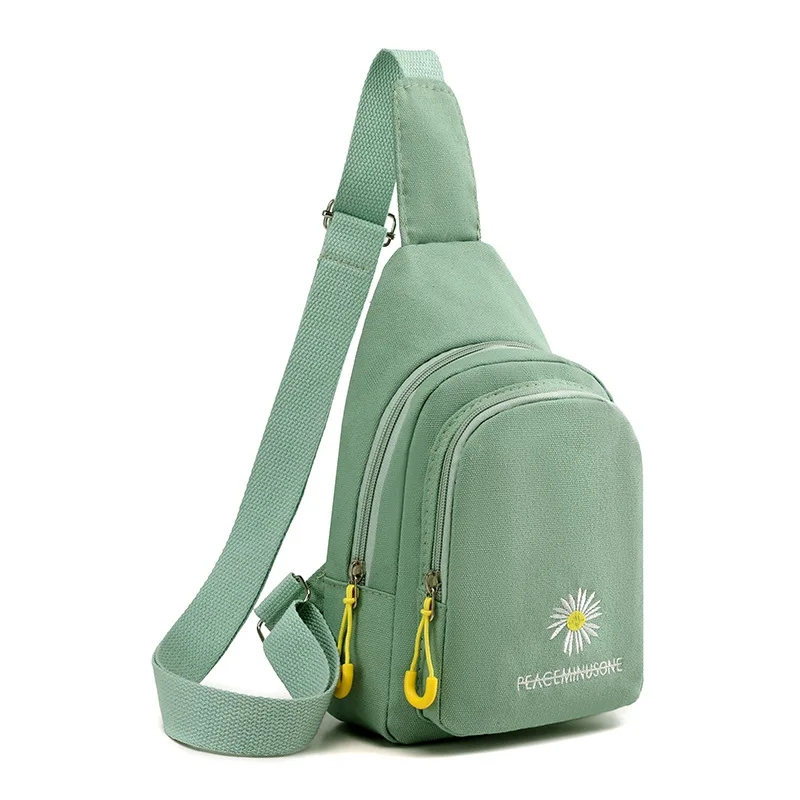 

Нагрудная сумка женская холщовая, модный простой саквояж кросс-боди в Корейском стиле, многофункциональная сумочка на молнии с вышивкой