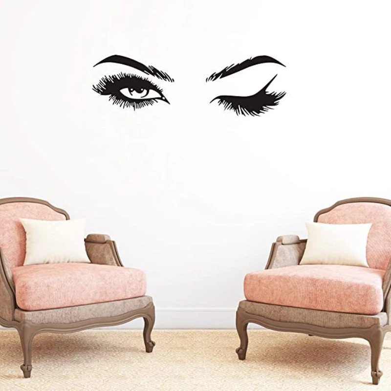 

Fashion Eyes Wall Stickers Unique Girls Eyelashes Wall Decals Bedroom Decor Eyebrows Store Beauty Salon Decor Wall Decoration