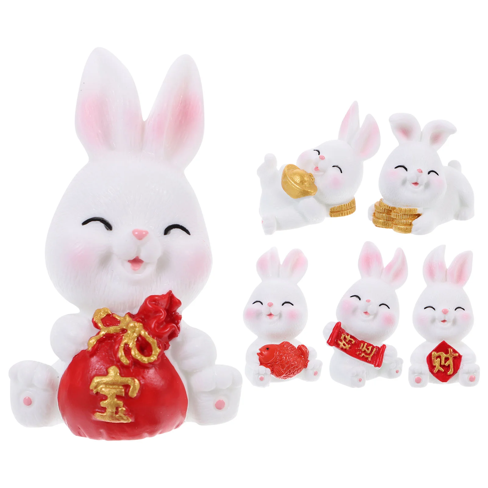 

Rabbit Figurine Bunny Zodiac Decoration Chinese Statue Year Animal Shui Feng New Figurines Miniature Tiny Lucky Landscape Micro