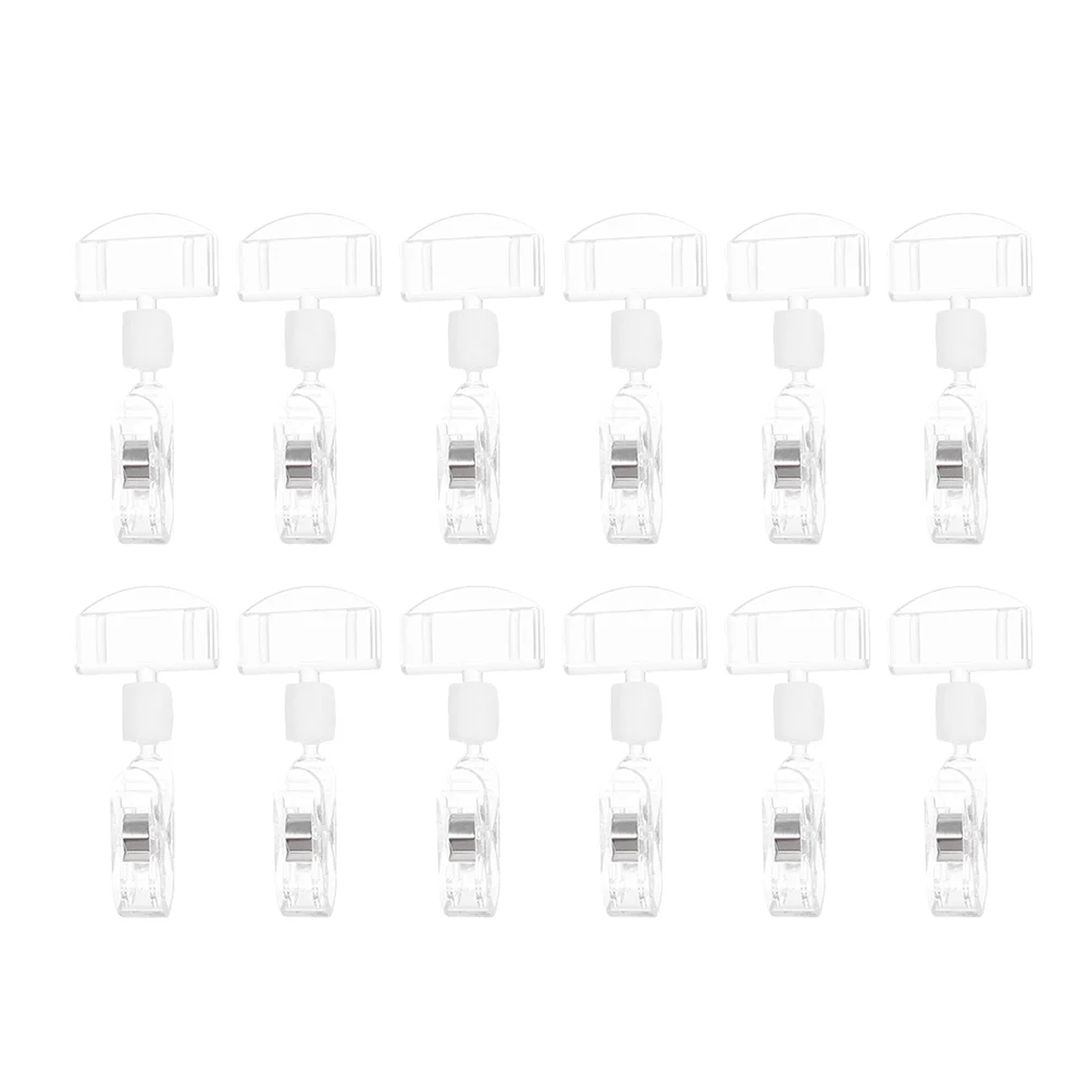 

12 Pcs Pop Advertising Clip Card Display Plastic Clothes Hangers Transparent Price Tag Holder Abs Food Labels Business